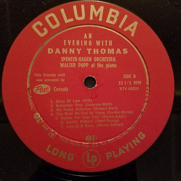 Danny Thomas (4) : An Evening With Danny Thomas (LP, Album, Mono)