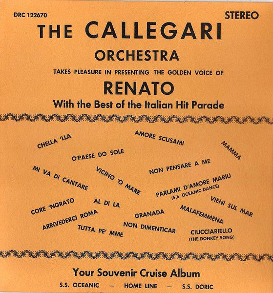 The Callegari Orchestra : Your Cruise Souvenir (LP, Album)