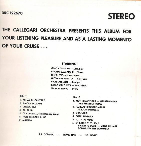 The Callegari Orchestra : Your Cruise Souvenir (LP, Album)