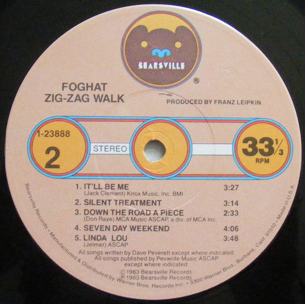 Foghat : Zig-Zag Walk (LP, Album, Win)