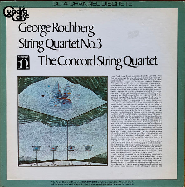 George Rochberg, The Concord String Quartet : String Quartet No. 3 (LP, Quad)