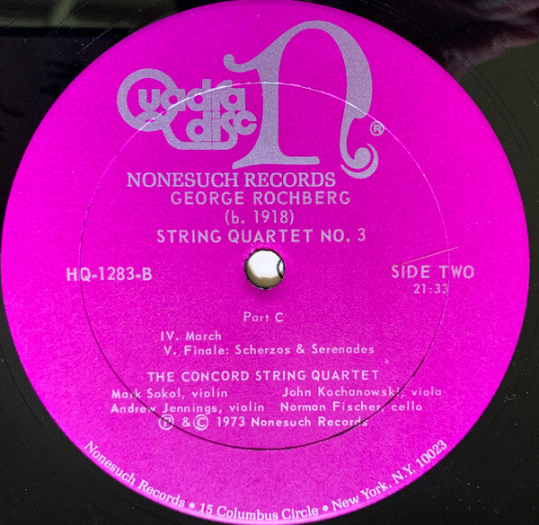 George Rochberg, The Concord String Quartet : String Quartet No. 3 (LP, Quad)
