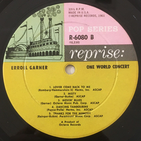 Erroll Garner : One World Concert (LP, Album, Mono)