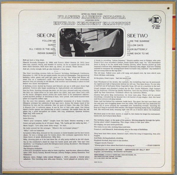 Francis Albert Sinatra* & Edward Kennedy Ellington* : Francis A. & Edward K. (LP, Album, Pit)