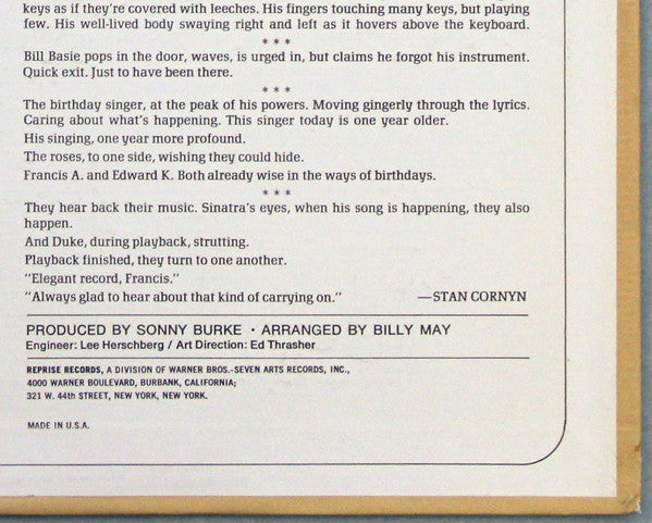 Francis Albert Sinatra* & Edward Kennedy Ellington* : Francis A. & Edward K. (LP, Album, Pit)