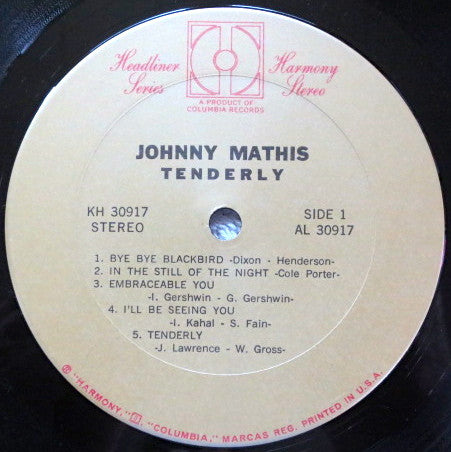 Johnny Mathis : Tenderly (LP, Album, RE)