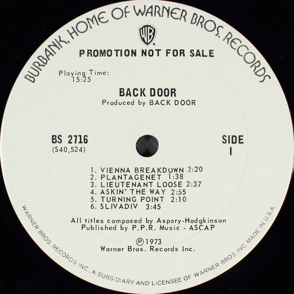 Back Door : Back Door (LP, Album, Promo)