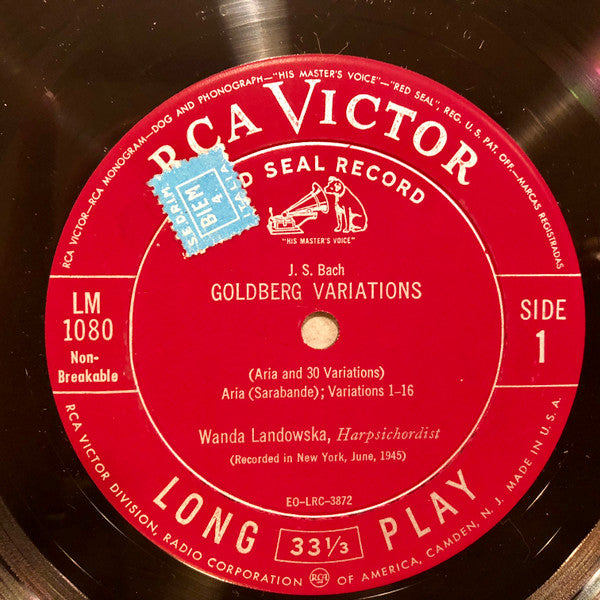 J.S. Bach* - Wanda Landowska : Goldberg Variations (LP, Mono)