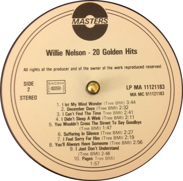 Willie Nelson : 20 Golden Hits (LP, Comp)