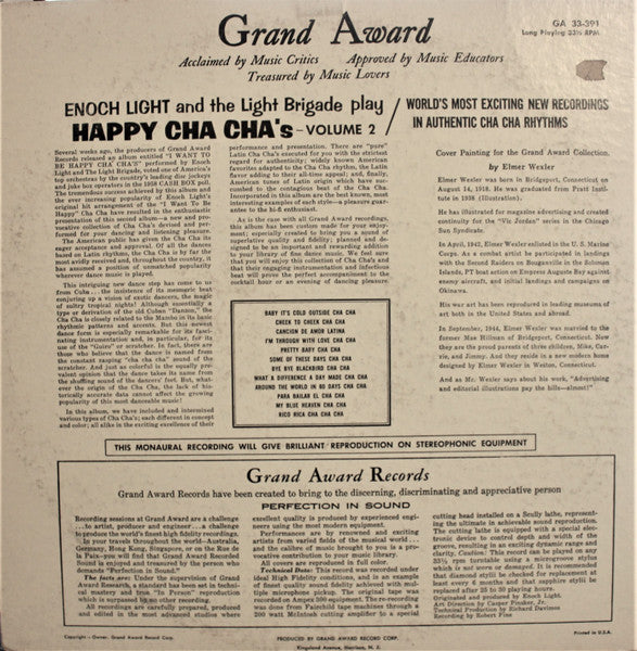 Enoch Light And The Light Brigade : Play Happy Cha Cha's Volume 2 (LP, Album)