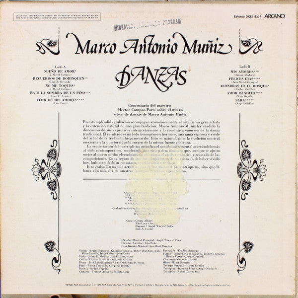 Marco Antonio Muñiz : Danzas (LP, Album)