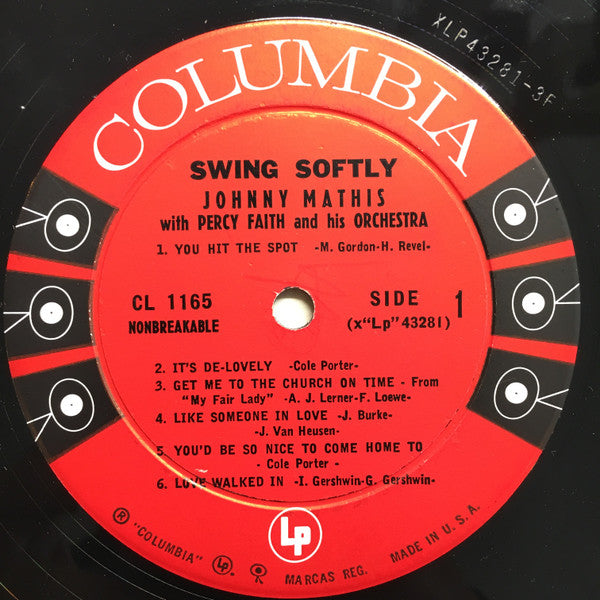 Johnny Mathis with Percy Faith & His Orchestra : Swing Softly (LP, Album, Mono, Hol)