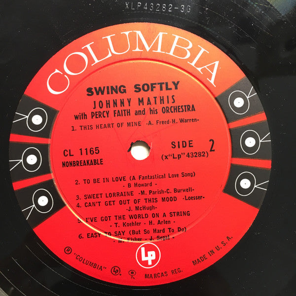 Johnny Mathis With Percy Faith & His Orchestra : Swing Softly (LP, Album, Mono, Hol)