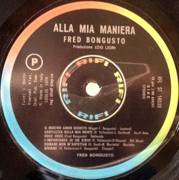 Fred Bongusto : Alla Mia Maniera (LP, Album, Gat)