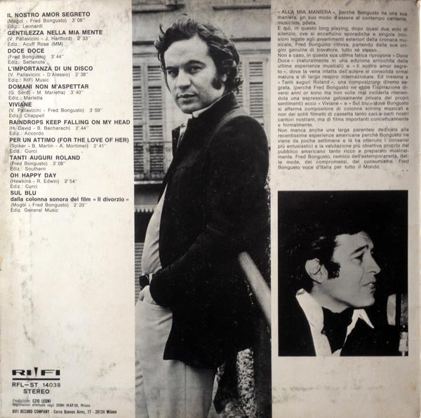 Fred Bongusto : Alla Mia Maniera (LP, Album, Gat)