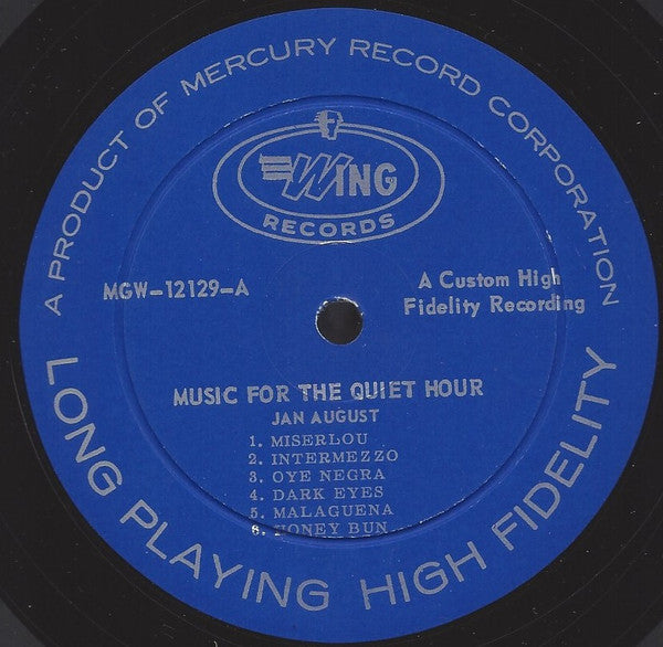 Jan August : Music For The Quiet Hour (LP, Album, Mono, RE)