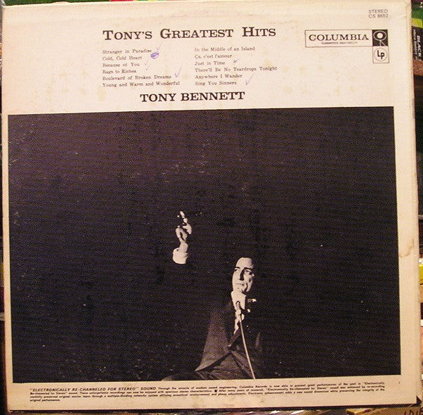 Tony Bennett : Tony's Greatest Hits (LP, Comp, RP, Whi)