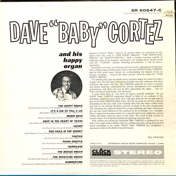 Dave "Baby" Cortez : Dave "Baby" Cortez And His Happy Organ (LP, Album)