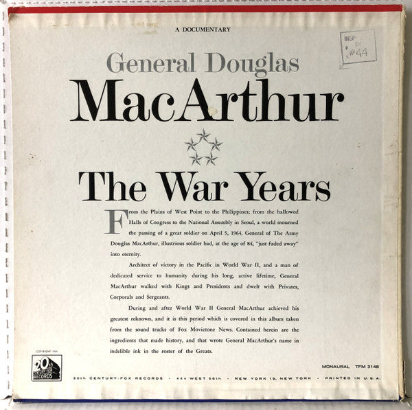 General Douglas MacArthur : The War Years Documentary (LP)