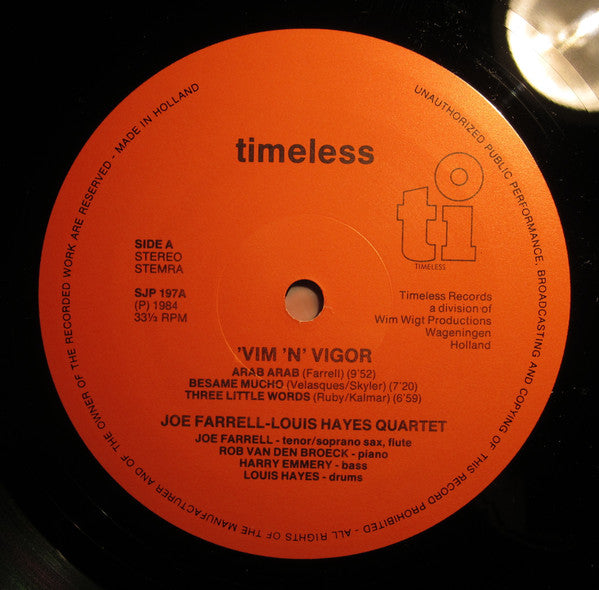 Joe Farrell-Louis Hayes Quartet : Vim 'N' Vigor (LP, Album)