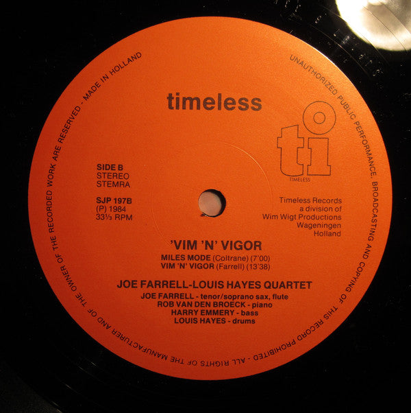 Joe Farrell-Louis Hayes Quartet : Vim 'N' Vigor (LP, Album)