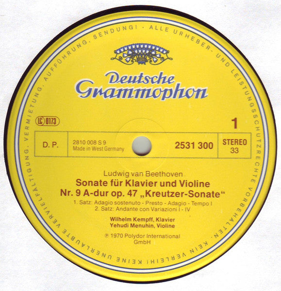 Beethoven*, Wilhelm Kempff • Yehudi Menuhin : »Kreutzer-Sonate« / »Frühlingssonate« (LP, Comp)