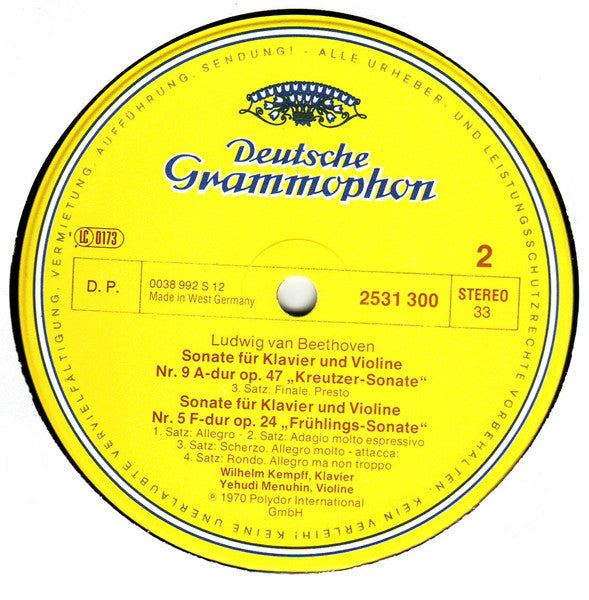 Beethoven*, Wilhelm Kempff • Yehudi Menuhin : »Kreutzer-Sonate« / »Frühlingssonate« (LP, Comp)