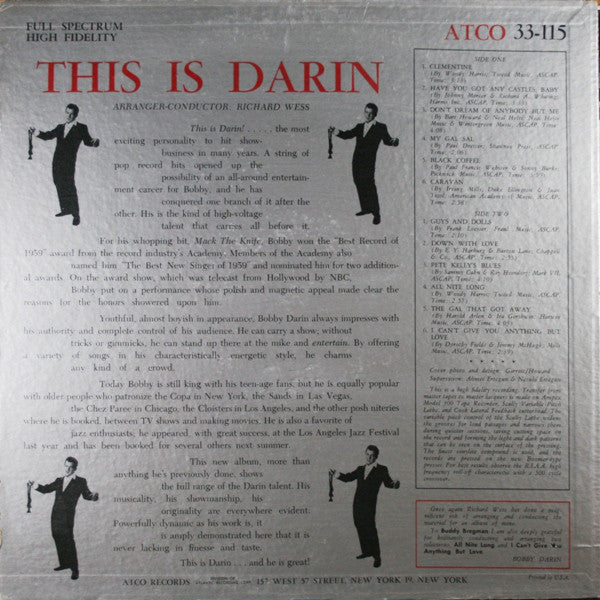 Bobby Darin : This Is Darin (LP, Album, Mono)