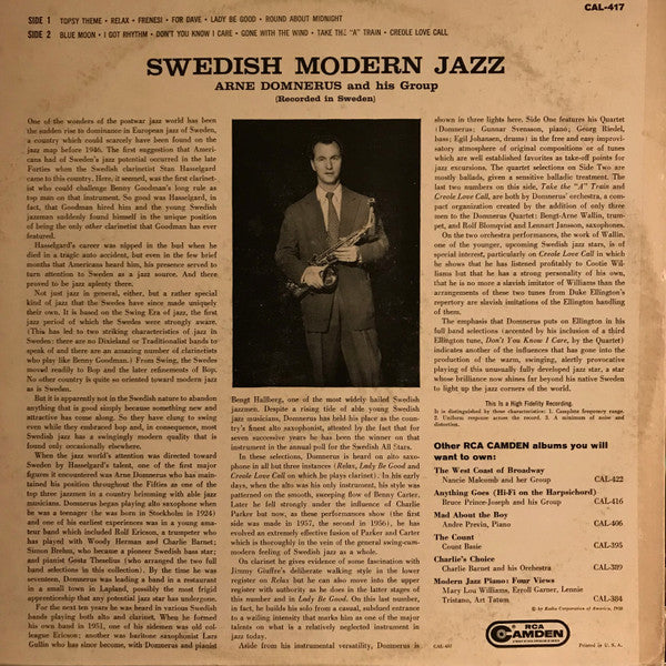 Arne Domnerus And His Group* : Swedish Modern Jazz (LP, Album, Comp, Mono)