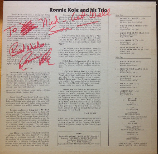 Ronnie Kole Trio : Hot And Kole (LP, Album)
