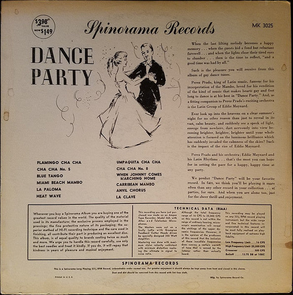 Perez Prado And His Orchestra : Dance Party (LP, Comp, RE)