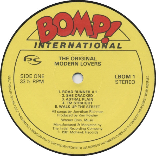 The Modern Lovers : The Original Modern Lovers (LP, Album)