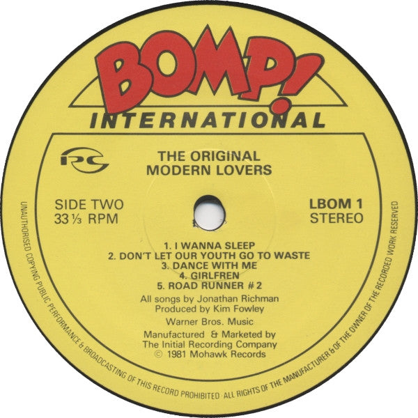 The Modern Lovers : The Original Modern Lovers (LP, Album)