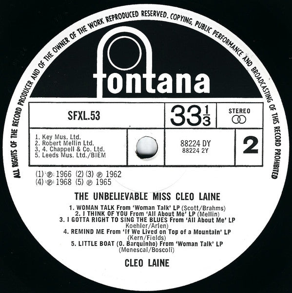 Cleo Laine : The Unbelievable (LP, Comp, Smplr)