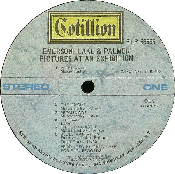 Emerson, Lake & Palmer : Pictures At An Exhibition (LP, Album, Club, Rec)