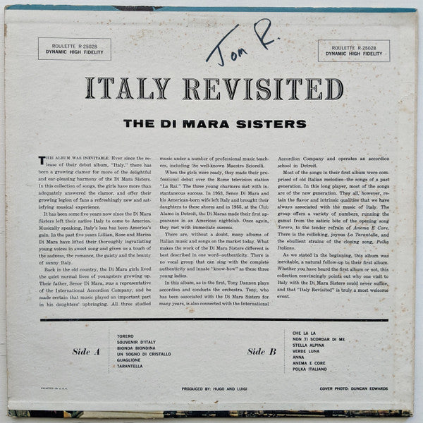 The Di Mara Sisters : Italy Revisited (LP, Album)