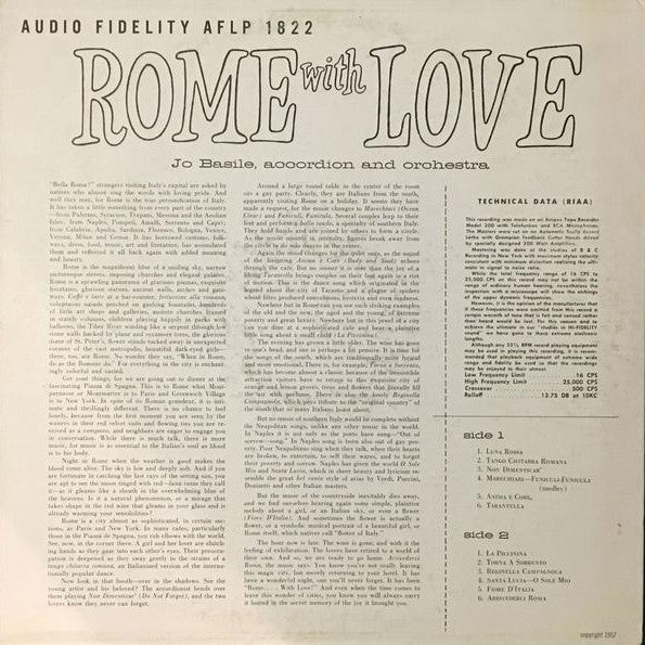 Jo Basile, Accordion And Orchestra : Rome With Love (LP)
