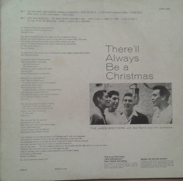 The Ames Brothers : There'll Always Be A Christmas (LP, Album, Mono)