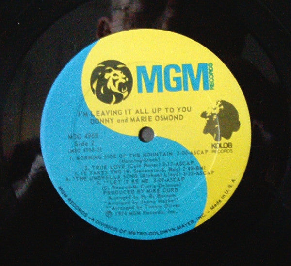 Donny & Marie Osmond : I'm Leaving It All Up To You (LP, Album)