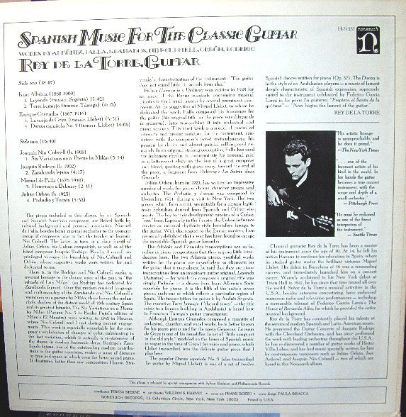 Rey De La Torre : Spanish Music For The Classic Guitar (LP, Album)