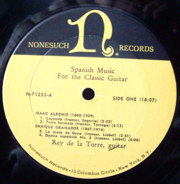 Rey De La Torre : Spanish Music For The Classic Guitar (LP, Album)