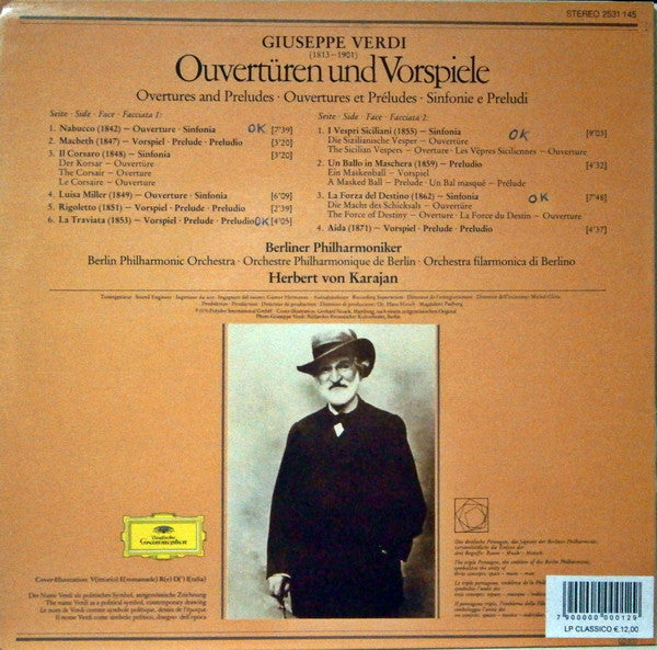 Verdi*, Berliner Philharmoniker • Herbert von Karajan : Verdi • Ouvertüren (LP, RE)