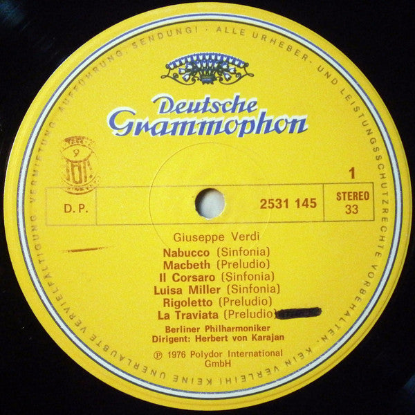 Verdi*, Berliner Philharmoniker • Herbert von Karajan : Verdi • Ouvertüren (LP, RE)