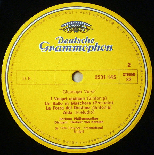Verdi*, Berliner Philharmoniker • Herbert von Karajan : Verdi • Ouvertüren (LP, RE)