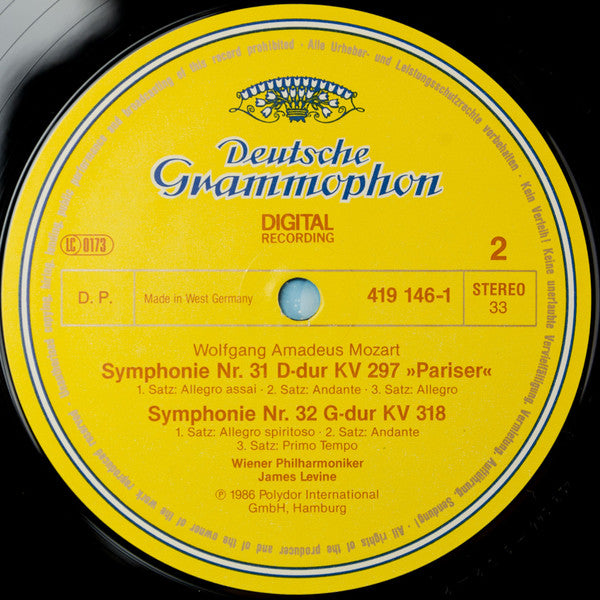 Wolfgang Amadeus Mozart - Wiener Philharmoniker, James Levine (2) : Symphonien Nos. 30 • 31 "Pariser" • 32 (LP)