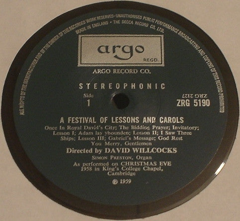 David Willcocks : A Festival Of Lessons And Carols (LP, RE)
