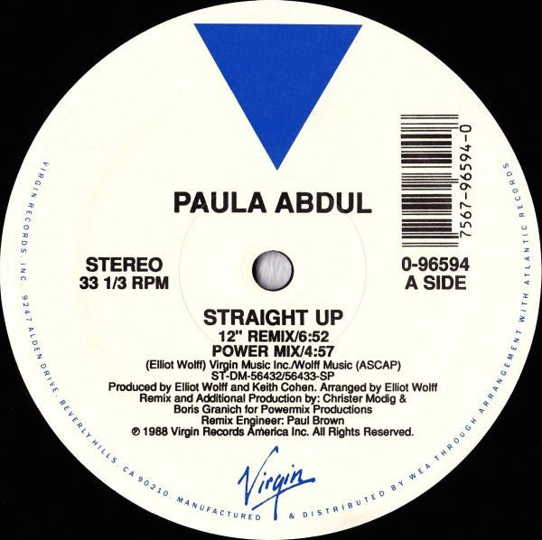 Paula Abdul : Straight Up (12")
