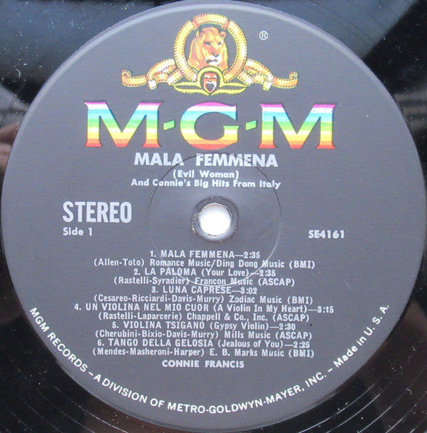 Connie Francis : Mala Femmena (Evil Woman) & Connie's Big Hits From Italy (LP, Album)