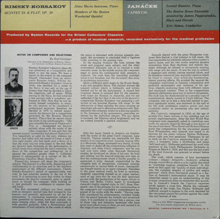 Rimsky-Korsakov*, Janáček* - Jesus Maria Sanroma, Members of the Boston Woodwind Quintet*, Leonid Hambro, The Boston Brass Ensemble* assisted by James Pappoutsakis, Eric Simon : Quintet In B Flat, Op. 20 / Capriccio (LP, Mono, Gat)