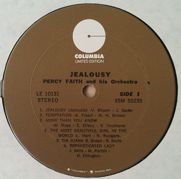 Percy Faith And His Orchestra* : Jealousy (LP, Album, RE)